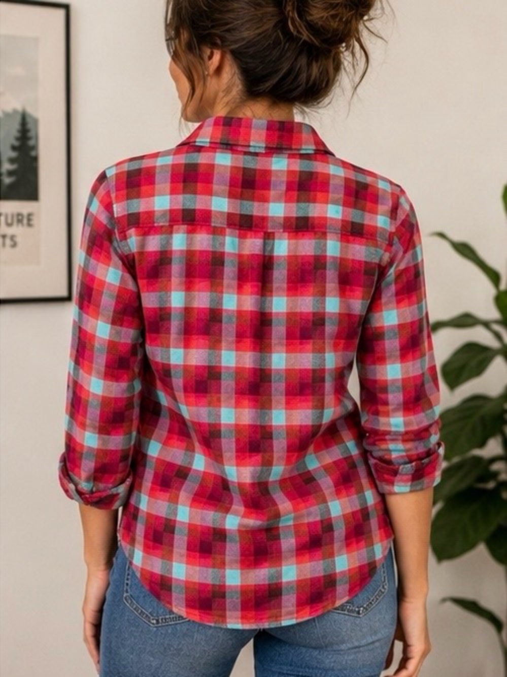 The North Face Plaid Button Front Hiking Flannel Shirt XS - Picture 2 of 7
